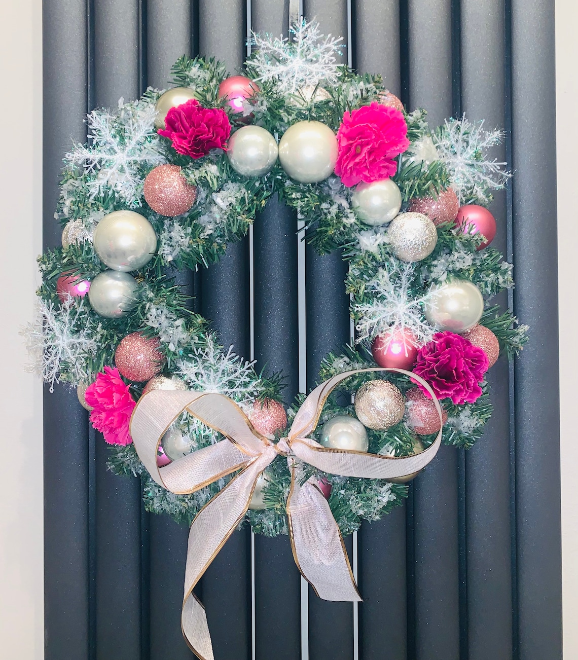 Luxury Handmade Christmas Pink Door Wreath Etsy