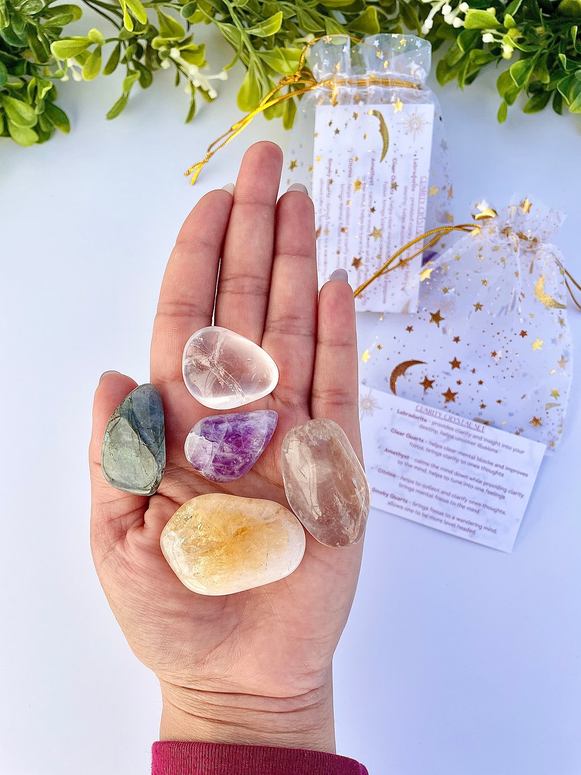 Clarity Crystal Healing Kit Clear Mentality Tumbled Stone Etsy