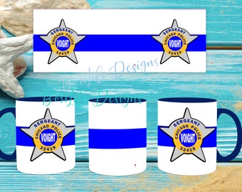 Chicago Gifts: Personalized CPD Thin Blue Line Design with  Chicago Police Badge Coffee Mug