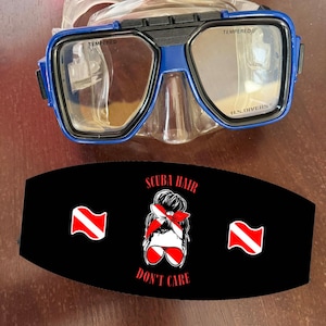 Scuba Hair Don&#39;t Care  Scuba or Snorkel Mask Straps Cover, Scuba diving, snorkel, spear fishing, water sports, Mask Strap Cover