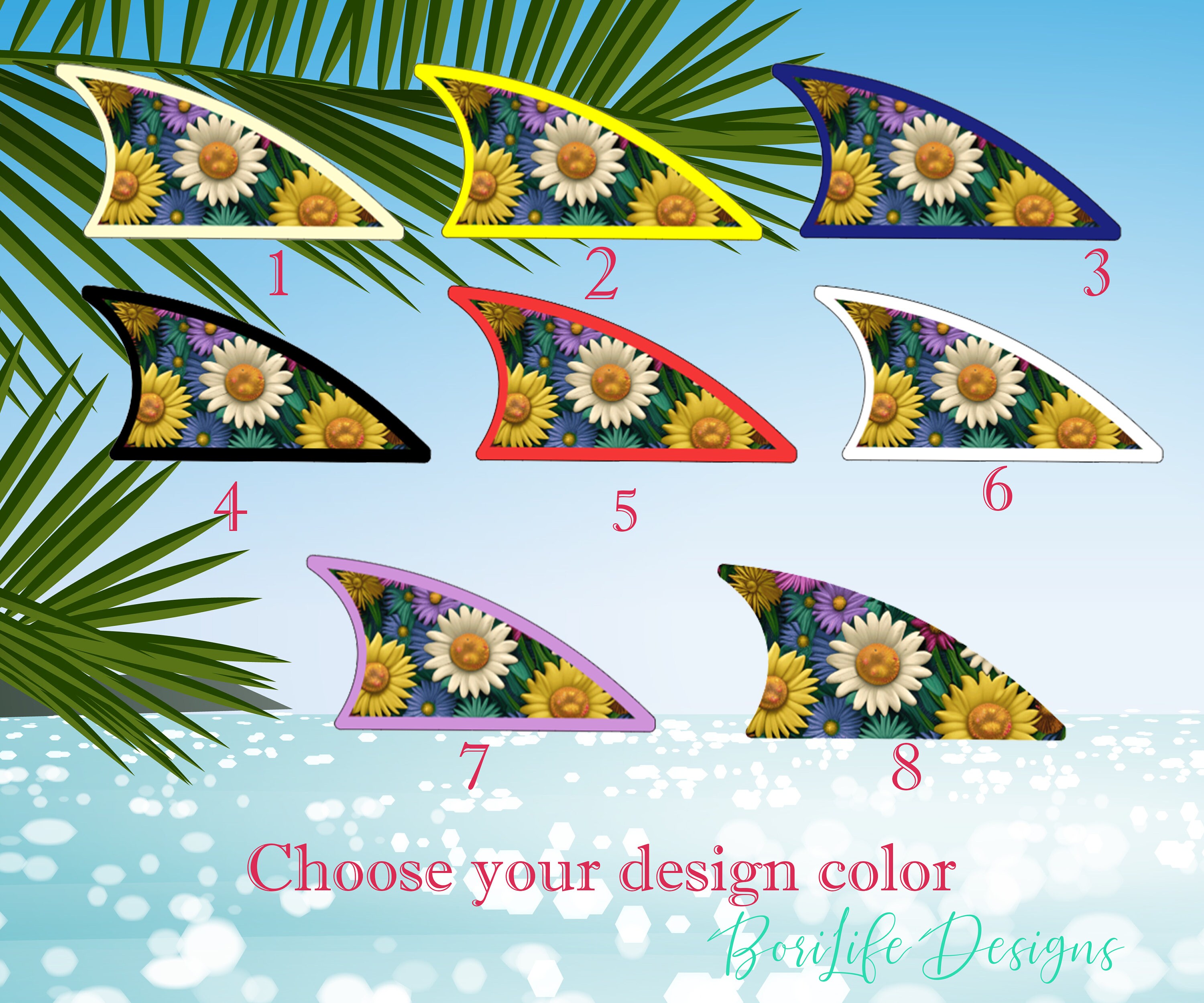 Set of Multi Colored Daisies Design Automobile Shark Fin Sticker ...