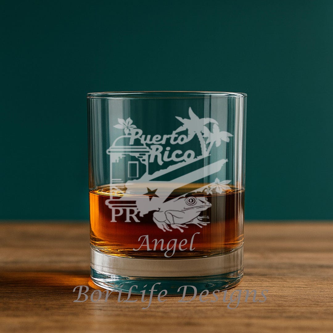 Puerto Rico Rocks Glasses Laser Engraved Puerto Rico Design Rocks Glass, Customizable Gift ...