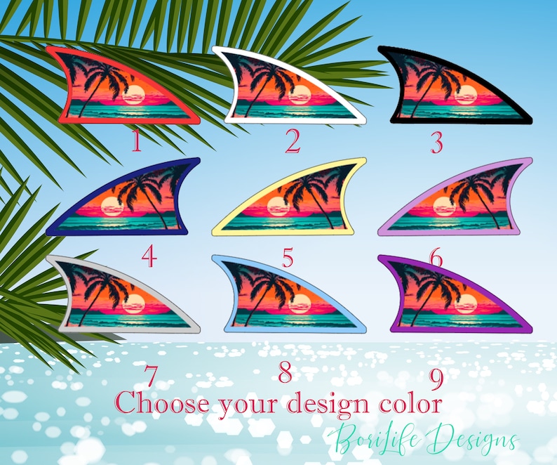 Set of Beach Sunset Automobile Shark Fin Stickers Design, Car Shark Fin ...