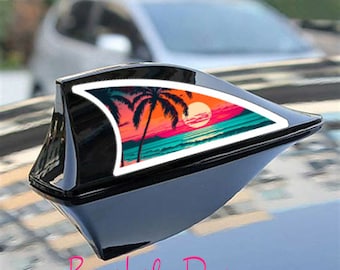 Set of Beach Sunset Automobile Shark Fin Stickers Design, Car shark fin sticker, Beach, Sunset, ,