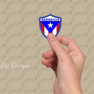 Personalized Puerto Rico Flag Shield Town Design Sticker