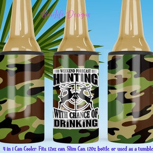 4 IN 1 Camo Design Can & Bottle Cooler/Tumbler, Tumbler, Can Cooler, Hunting, Beer Holder