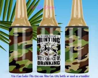 4 IN 1 Camo Design Can & Bottle Cooler/Tumbler, Tumbler, Can Cooler, Hunting, Beer Holder