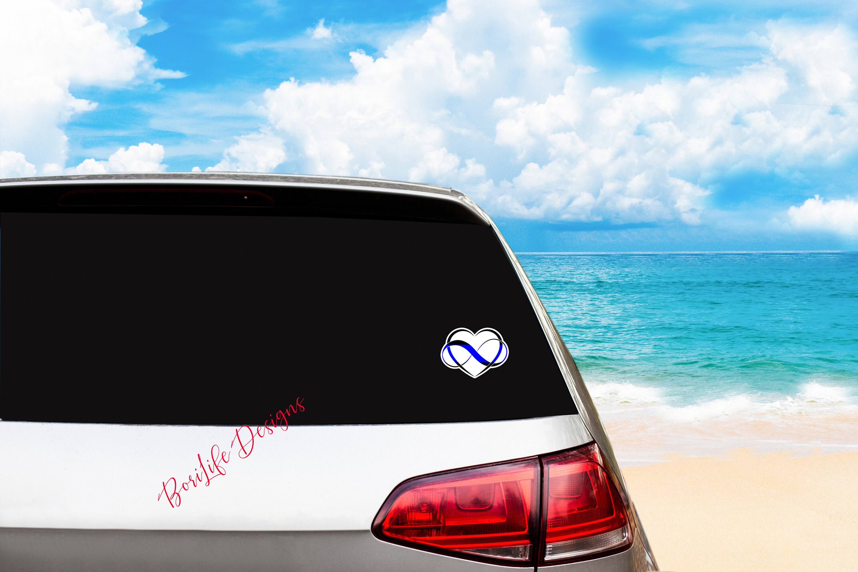 Blue Line Heart and Infinity Sticker - Etsy