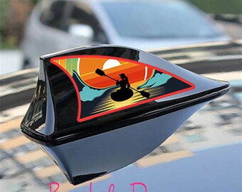 Set of Kayaker Automobile Shark Fin Stickers Design, Car shark fin sticker, kayaker, kayak, women gifts,