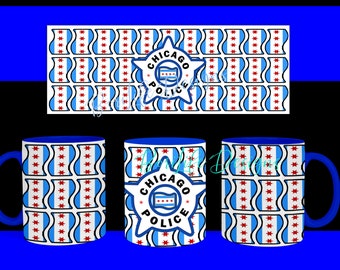 Chicago Gifts:   Unique Chicago Flags & Chicago Police Star  Design Coffee Mug
