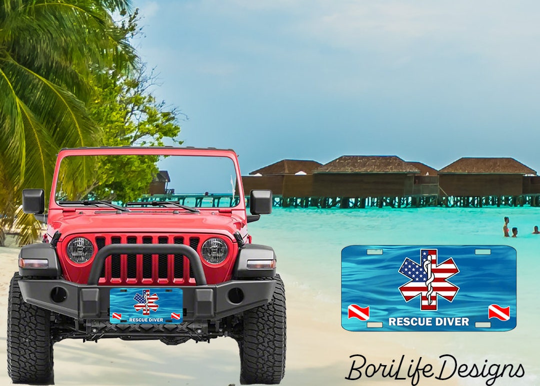 Personalized Rescue Diver Scuba License Plate Designs, Vanity Plate