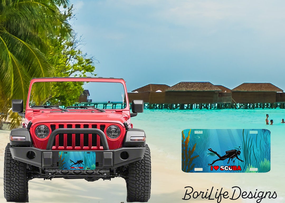 Personalized Scuba Diving License Plate Designs, Vanity Plate, Front