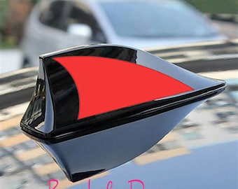 Set of Solid Color Print Automobile Shark Fin Sticker Design, red, auto fin