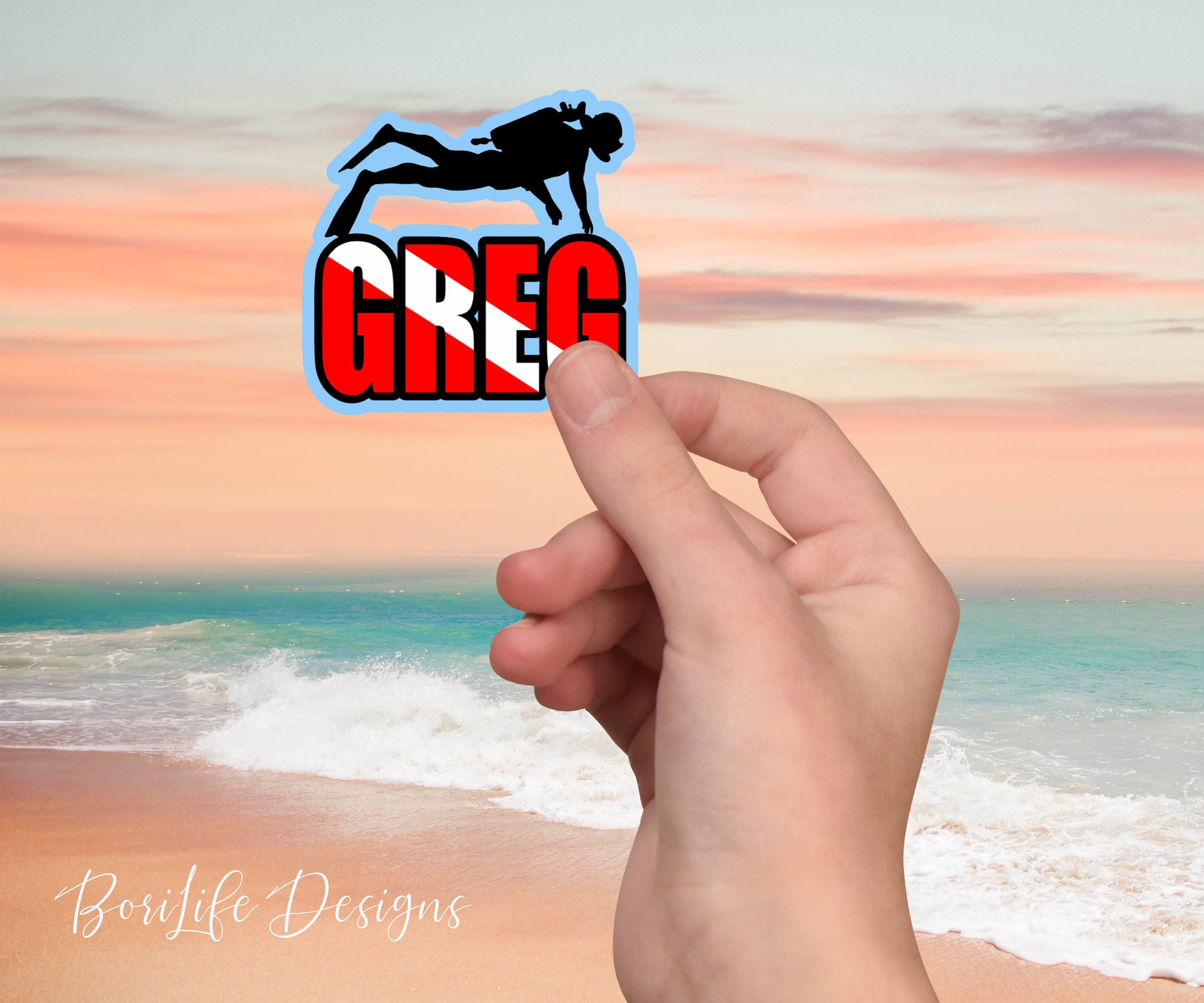 Personalized Scuba Diver Sticker - Etsy