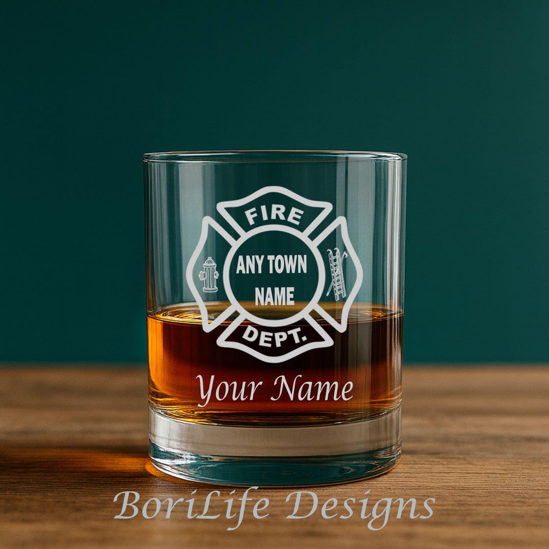My Department Rocks Personalized Fire Dept. Rocks Drink Glass, Laser Engraved, Firefighter ...