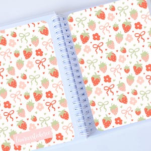 Reusable Sticker Book | Strawberries | Reusable Sticker Album, 5 x 7, Silicone Release Paper, Spring, Floral, Sticker Storage Book