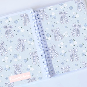 Reusable Sticker Book | Blue Bows | Reusable Sticker Album, 5 x 7 Sticker, Silicone Release Paper, Floral, Sticker Storage Book