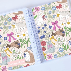 Reusable Sticker Book | Floral Cats | Reusable Sticker Album, 5 x 7 Sticker, Silicone Release Paper, Summer, Floral, Sticker Storage Book