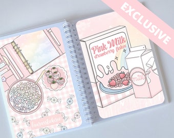 Pink Milk Reusable Sticker Book, Reusable Sticker Album, 5 x 7 Sticker Album, Silicone Release Paper, Summer, Floral Sticker Storage Book