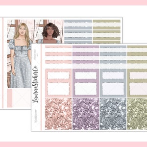 En-têtes scintillants // Wildflower Add Ons, Kit d'autocollants de planificateur hebdomadaire, Girl Box, Autocollants fonctionnels, Printemps, À tout moment, Washi, Erin Condren