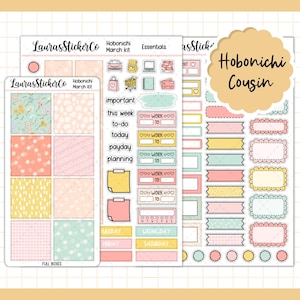 Hobonichi Cousin Sticker Kit | Março | Cousin Planner Sticker Kit, Celebrate Weekly Planner Kit, Adesivos Funcionais | Florais de Primavera