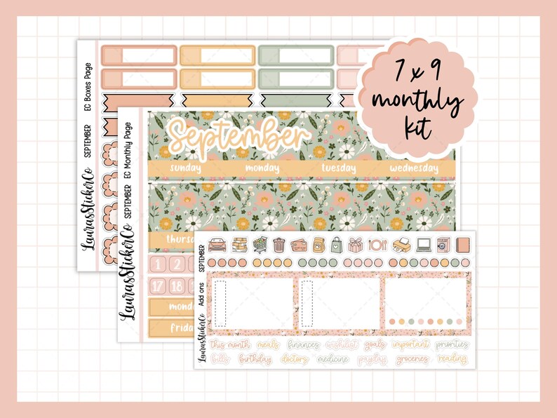 September Monthly Sticker Kit | Erin Condren | 7 X 9 Monthly Planner ...