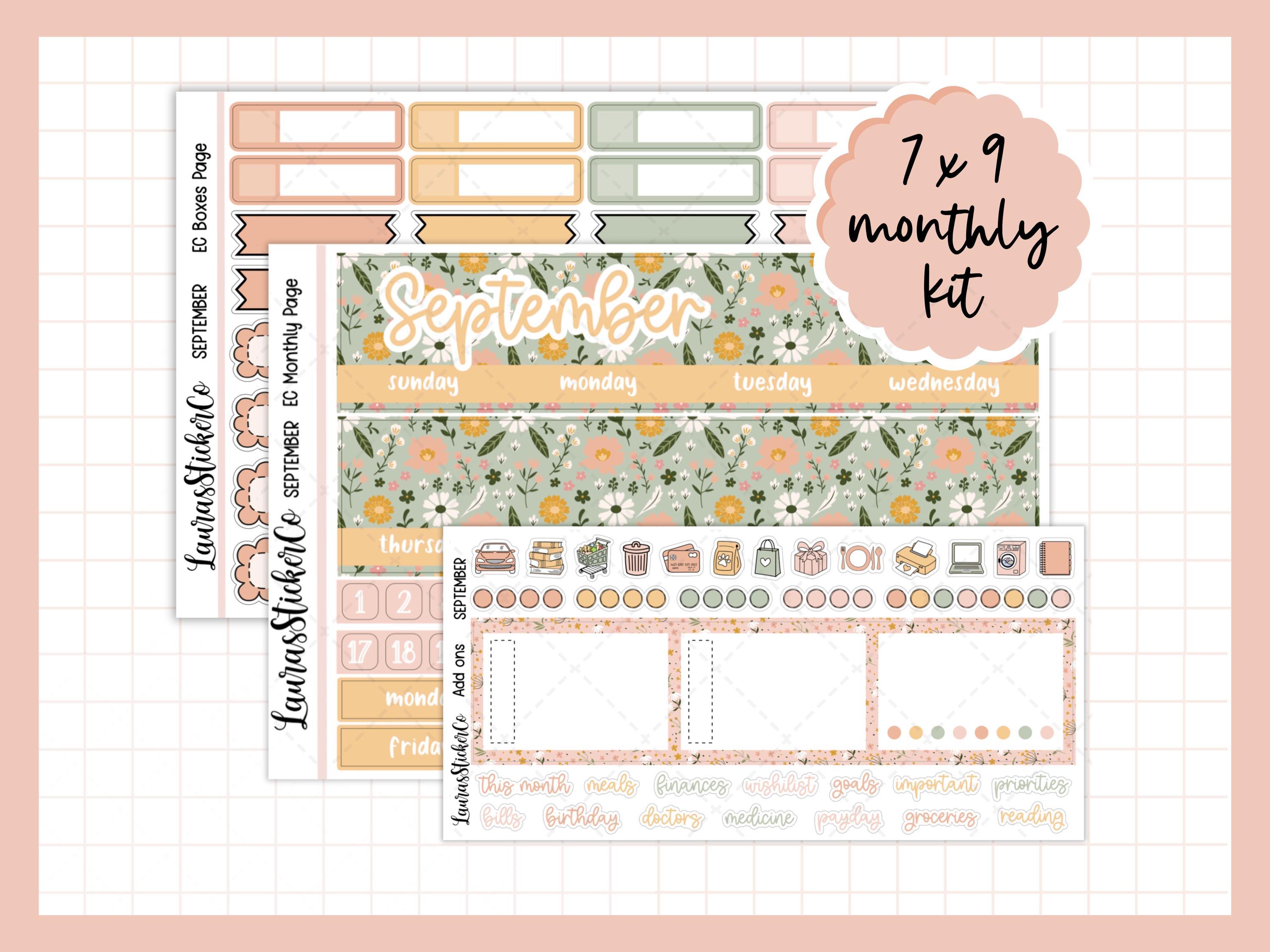 September Monthly Sticker Kit | Erin Condren | 7 X 9 Monthly Planner ...