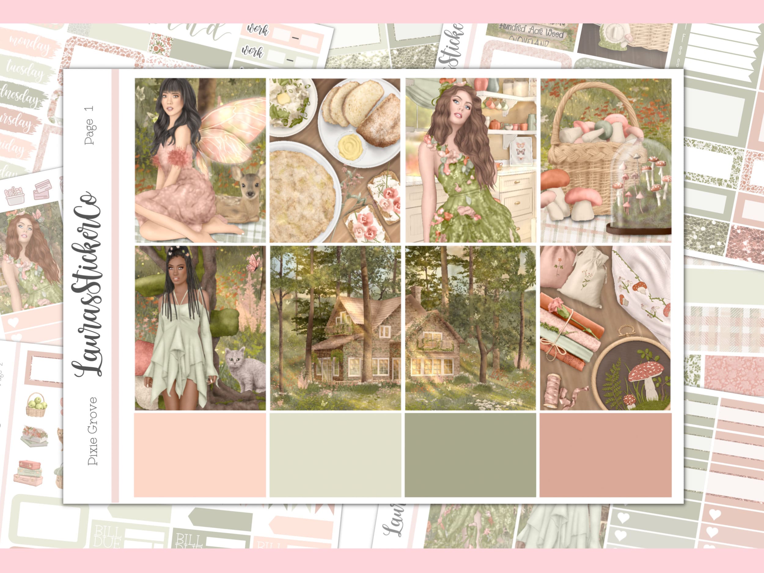 Pixie Grove || Weekly Sticker Kit for Vertical Planners || EC Sticker kit, Functional, Summer Planner Stickers, Full Sticker Kit