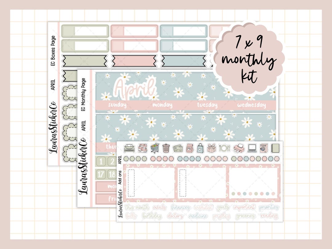 April Monthly Sticker Kit | Erin Condren | 7 X 9 Monthly Planner ...