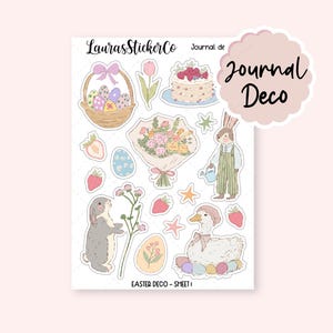 Feuille d'autocollants | Stickers de journal transparents, Stickers déco Pâques printemps, papier washi, pour Hobonichi Cousin, TN | 1