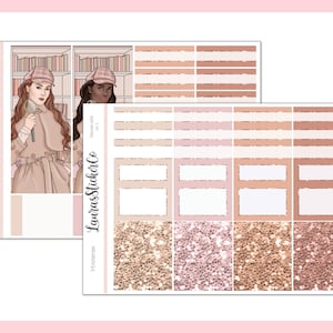 En-têtes scintillants // Mysteries Add Ons, Kit d'autocollants de planificateur hebdomadaire, Girl Box, Autocollants fonctionnels, Automne, Automne, Washi, Erin Condren
