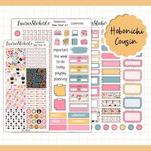 Kit de pegatinas para primos de Hobonichi, kit de pegatinas para planificador de Año Nuevo y primos, kit de planificador semanal de celebración, pegatinas funcionales