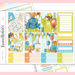 Mini Sticker Kit | Weekly Kit, Functional Stickers, Journals, Planners, EC stickers, Vertical Planner, Summer Stickers | Party Time
