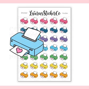Printer // Multicolor Icons, Bright, Sticker Shop, Stickers, Printer Doodles, Scrapbook Stickers, Planner Stickers, Journalling, UK Seller