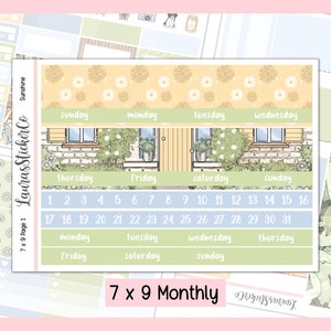 Monthly Sticker Kit | Planner Sticker Kit | Erin Condren Kit, Undatiert 7 x 9 Monatliches Sticker Kit, Jederzeit Sticker Kit, Frühlings Kit | Sonnenschein