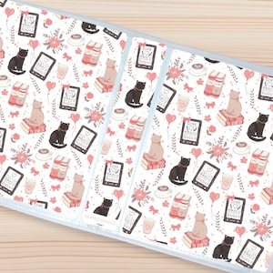 Sticker Storage Album | Books and Cats | 8 x 6 Sticker Album for Loose Sheets, Sticker Organizer