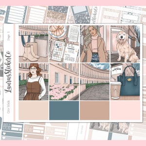 Kit de adesivos semanais | Adesivo de planejador Ki | Kit Erin Condren, planejadores verticais, kit de adesivos a qualquer hora, kit de compras | Caminhada pela cidade