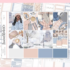 Kit de pegatinas semanales / Kit de pegatinas del planificador / Kit Erin Condren, Planificadores verticales, Kit de pegatinas en cualquier momento, Kit de invierno / País de las maravillas de invierno