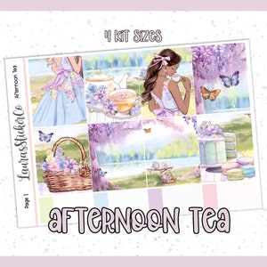 Kit de adesivos semanais | Kit de adesivos para planejador | Kit Erin Condren, planejadores verticais, kit de adesivos a qualquer hora, kit de primavera | Chá da tarde