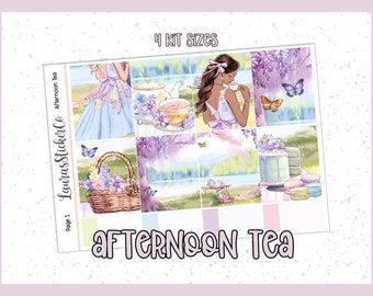 Weekly Sticker Kit | Planner Sticker Kit | Erin Condren Kit, Vertical Planners, Anytime Sticker Kit, Spring Kit | Afternoon Tea