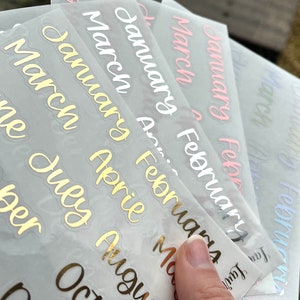 Foiled Scripts | Months of the Year Foiled Jan - Dec Stickers | Monthly Sticker kit | Functional Stickers for EC, Aura Estelle