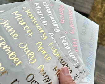 Guiones metalizados / Pegatinas metalizadas de los meses del año (enero-diciembre) / Kit de pegatinas mensuales / Pegatinas funcionales para EC, Aura Estelle