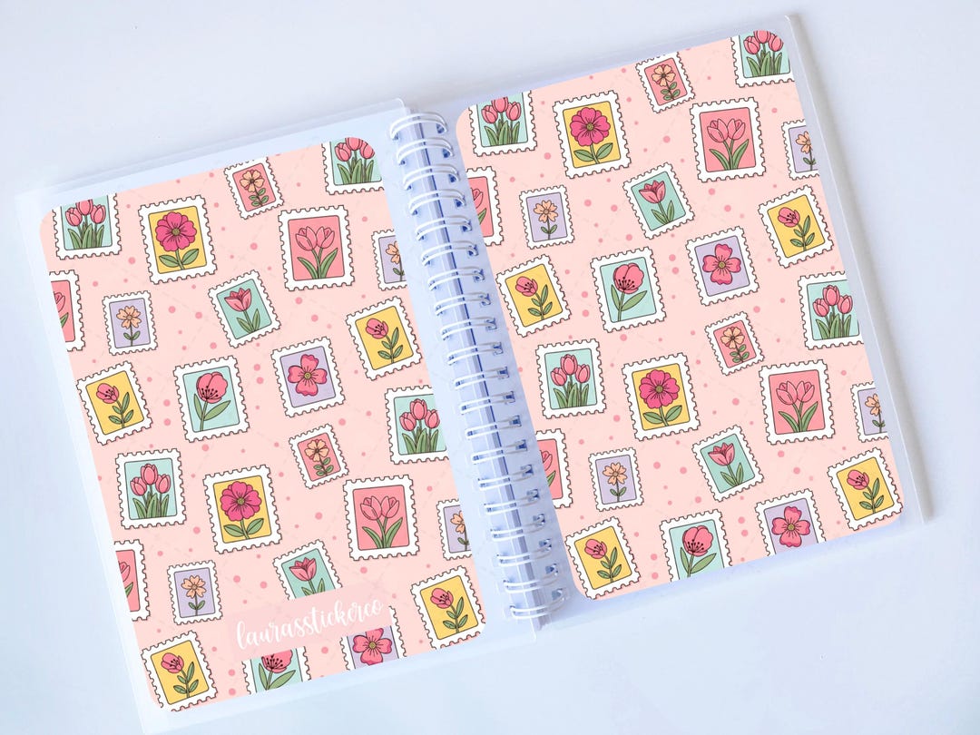 Reusable Sticker Book Floral Stamps Design | 5x7 Album, Silicone Paper ...