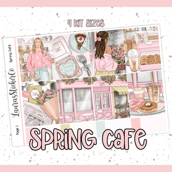 Weekly Sticker Kit | Planner Sticker Kit | Erin Condren Kit, Vertical Planners, Anytime Sticker Kit, Spring, Floral Kit | Spring Cafe