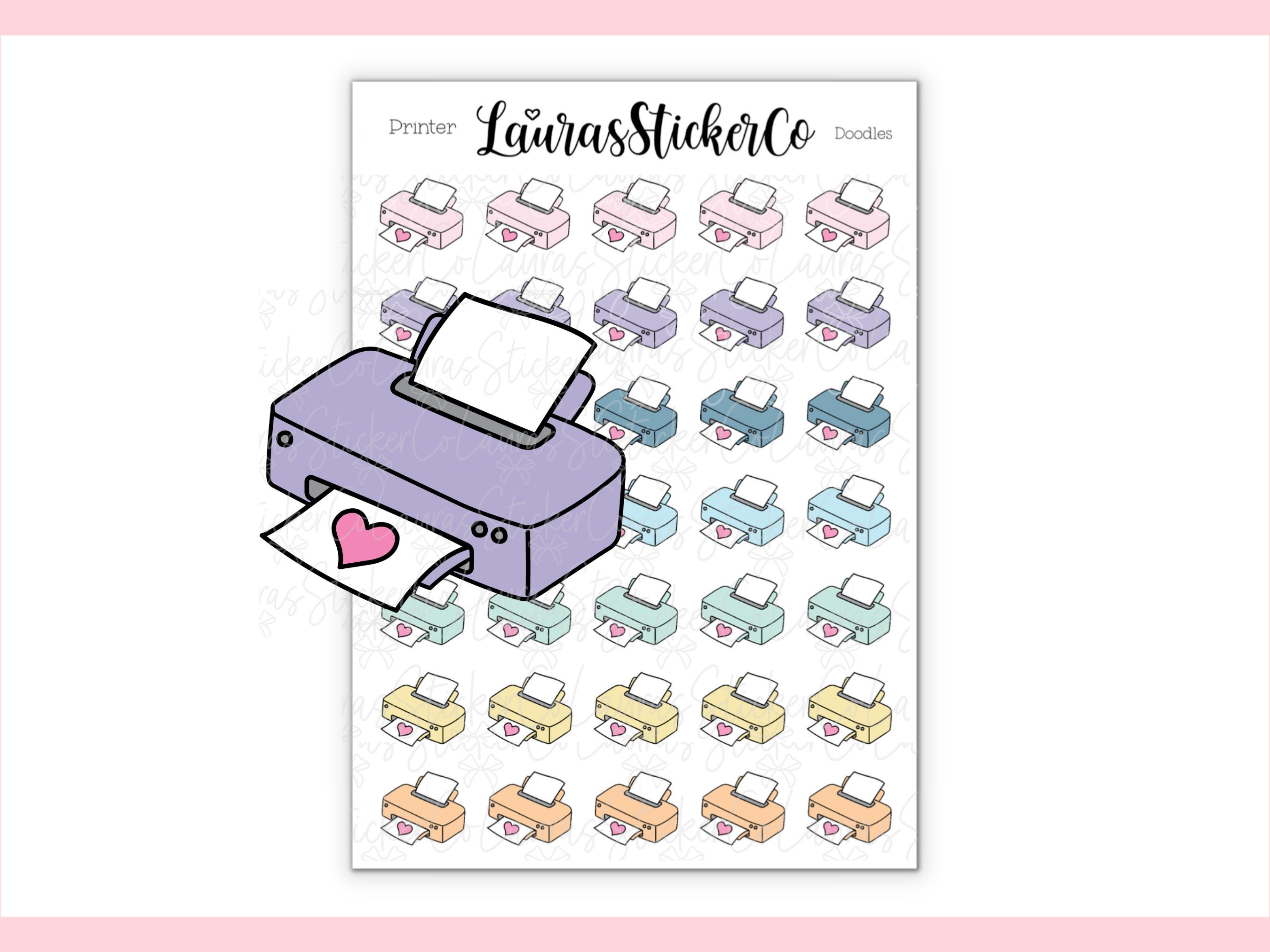 Printer // Multicolor Icons, Pastel, Sticker Shop, Stickers, Printer  Doodles, Scrapbook Stickers, Planner Stickers, Journalling, UK