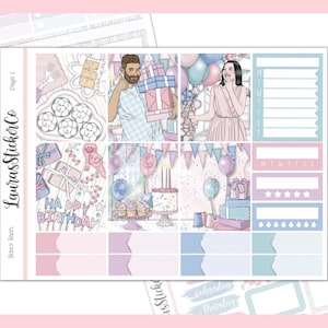 Mini Sticker Kit | Weekly Kit, Functional Stickers, Journals, Planners, EC stickers, Vertical Planner, Summer Stickers | Birthday Bash