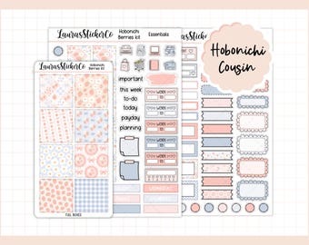 Hobonichi Cousin Sticker Kit | Berries Kit | Cousin Planner Sticker Kit, Weekly Planner Kit, Functional Stickers