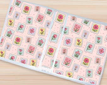 Sticker Storage Album | Floral Stamps | 8 x 6 Sticker Album for Loose Sheets, Sticker Organizer