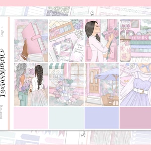Blühend || Weekly Sticker Kit für Vertikale Planer || EC Aufkleber Kit, Funktional, Jederzeit Planer Aufkleber, Full Sticker Kit
