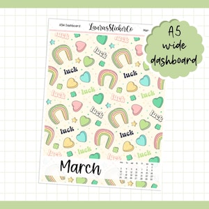 Página de pegatinas para tablero de instrumentos/cubierta de marzo de 2025 para tamaño A5 de ancho, pegatinas divisorias Aura Estelle, pegatinas decorativas/de Año Nuevo, pegatinas con calendario para tablero de instrumentos